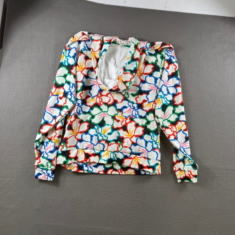 Beach Riot Hoodie Womens S White Floral Print French Terry Pullover Sweatshirt‎ - Picture 2 of 5